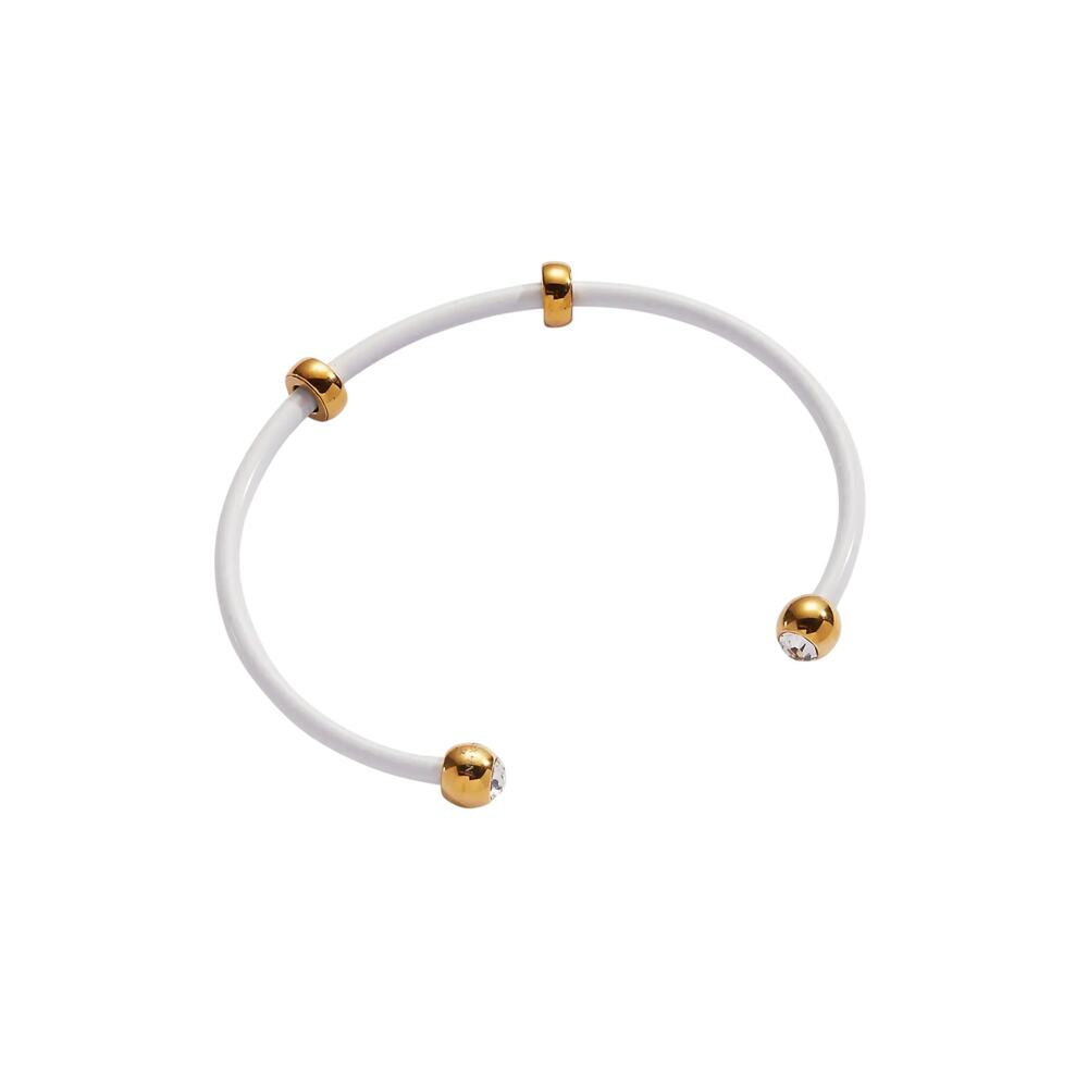 ALEX+ANI Bezel Stone Enamel Cuff in White